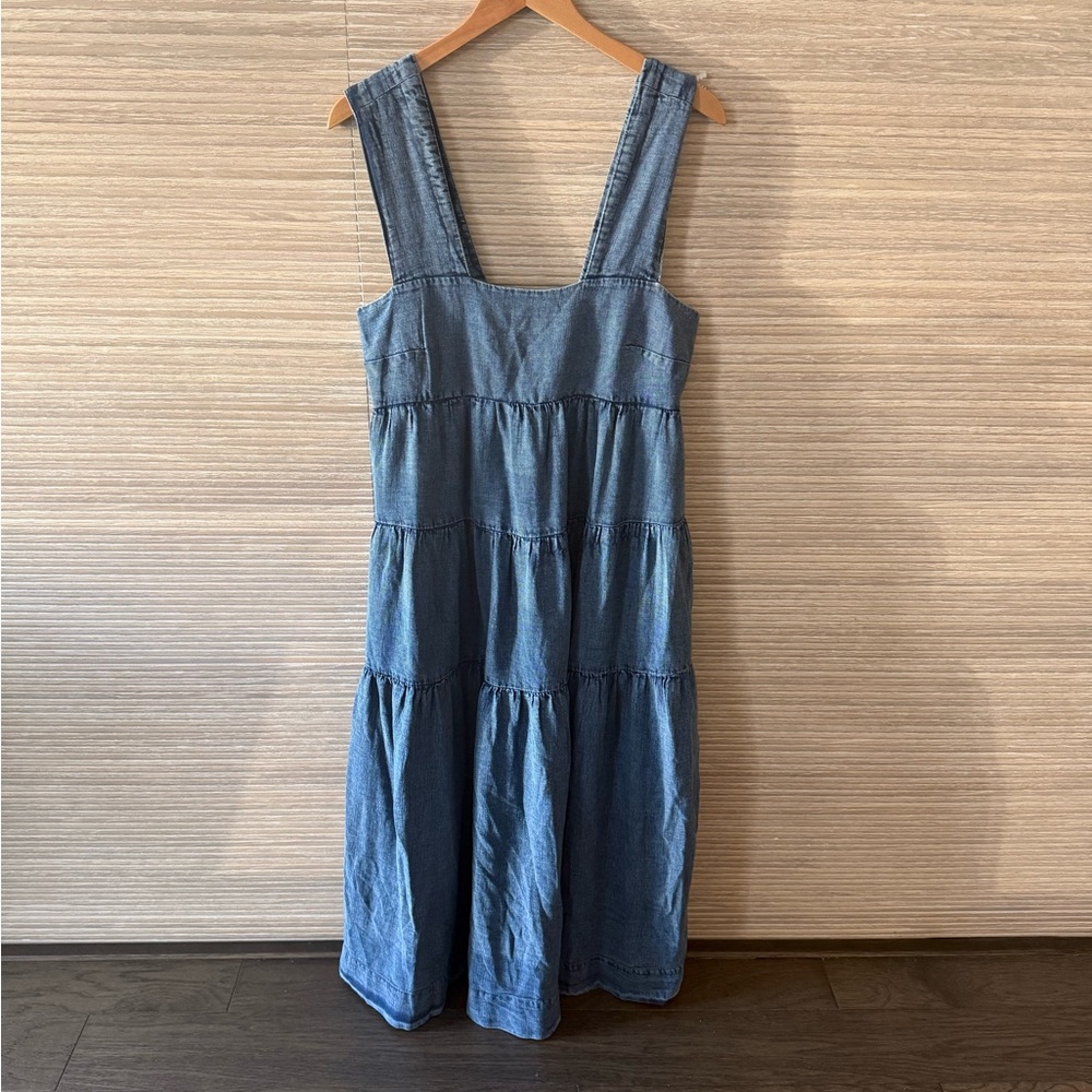Anthropologie Helena blue denim Sleeveless Square Neck Sundress